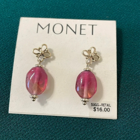 NWT Monet gold and pink earrings - Picture 1 of 4